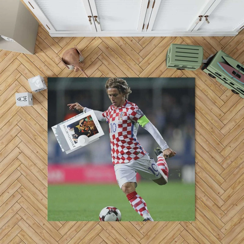 Strong Soccer Player Luka Modric Rug