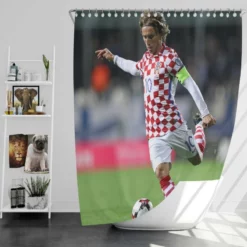 Strong Soccer Player Luka Modric Shower Curtain