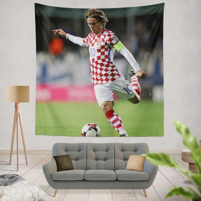 Strong Soccer Player Luka Modric Tapestry