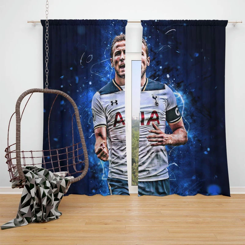 Strong Tottanham Team Player Harry Kane Window Curtain