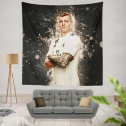 Toni Kroos Powerful Real Madrid Soccer Player Tapestry