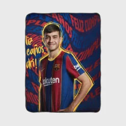 Top Ranked Barcelona Player Pedri Fleece Blanket 1