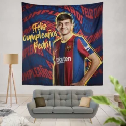 Top Ranked Barcelona Player Pedri Tapestry