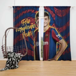 Top Ranked Barcelona Player Pedri Window Curtain