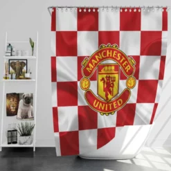 Top Ranked British Football Club Manchester United Logo Shower Curtain