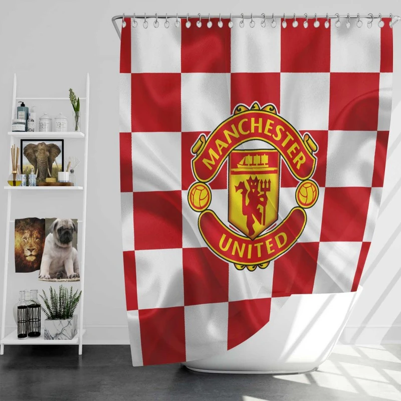 Top Ranked British Football Club Manchester United Logo Shower Curtain