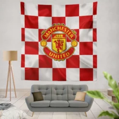 Top Ranked British Football Club Manchester United Logo Tapestry