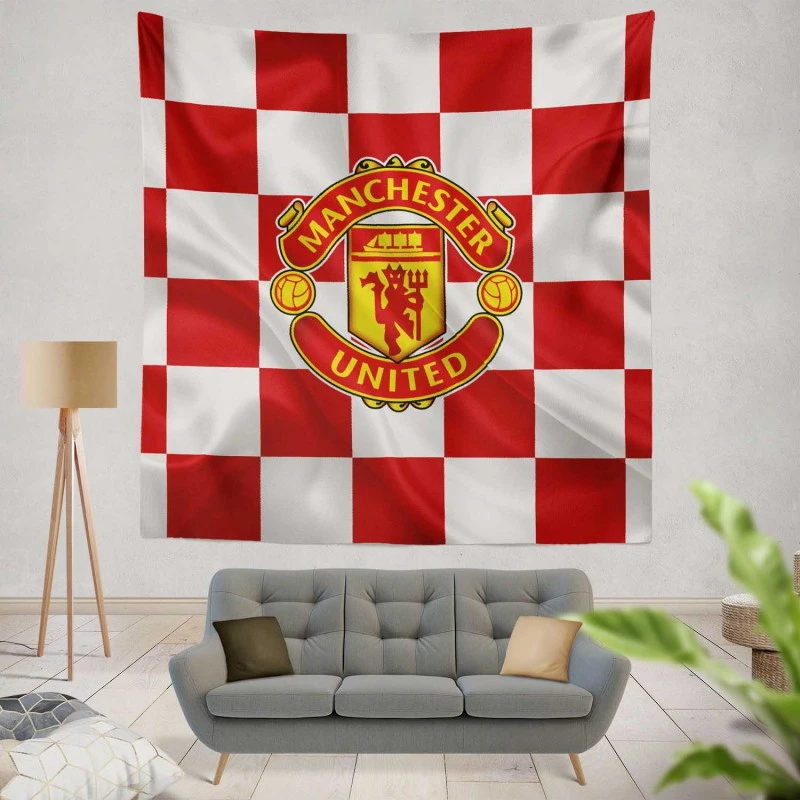 Top Ranked British Football Club Manchester United Logo Tapestry