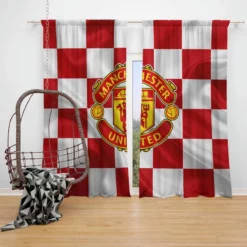 Top Ranked British Football Club Manchester United Logo Window Curtain