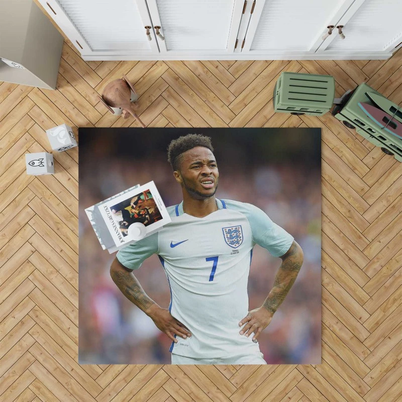 Top Ranked England Football Raheem Sterling Rug