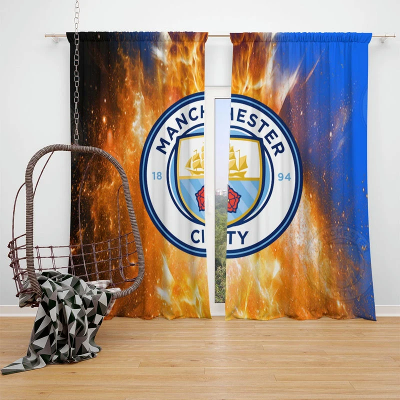 Top Ranked English Football Club Manchester City FC Window Curtain