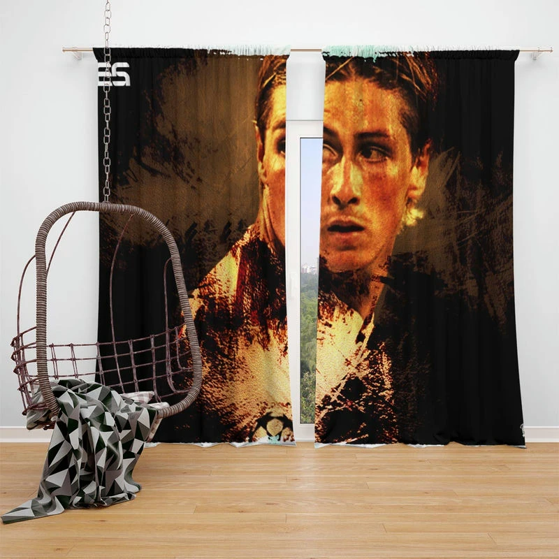 Top Ranked Football Player Fernando Torres Window Curtain