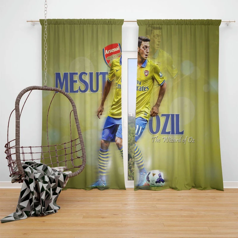 UEFA Champions League Arsenal Player Mesut Ozil Window Curtain