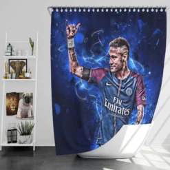 UEFA Champions League Footballer Neymar Jr Shower Curtain