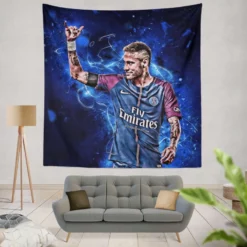 UEFA Champions League Footballer Neymar Jr Tapestry