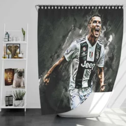 UEFA Champions Leagues Cristiano Ronaldo Shower Curtain