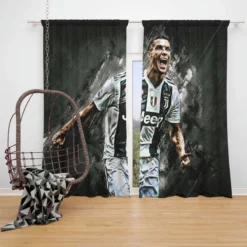 UEFA Champions Leagues Cristiano Ronaldo Window Curtain