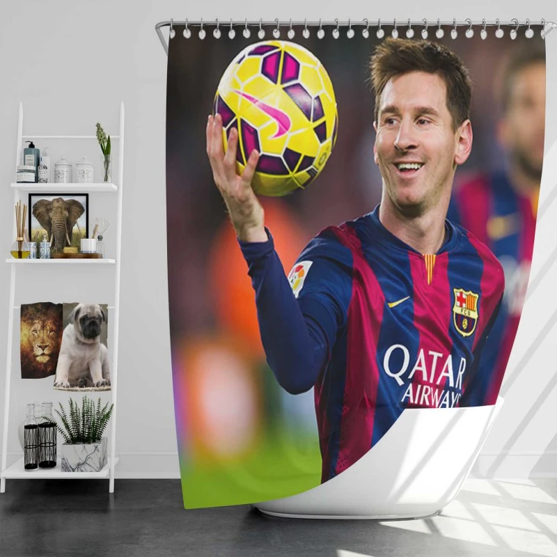 UEFA Cup Winners Cup Lionel Messi Shower Curtain