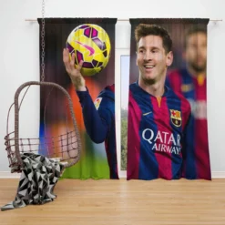 UEFA Cup Winners Cup Lionel Messi Window Curtain