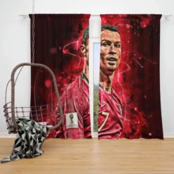 UEFA Euro Footballer Cristiano Ronaldo Window Curtain