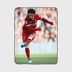 UEFA Super Cup Soccer Player Mohamed Salah Fleece Blanket 1