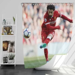 UEFA Super Cup Soccer Player Mohamed Salah Shower Curtain