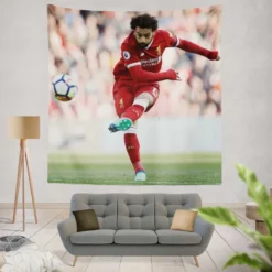 UEFA Super Cup Soccer Player Mohamed Salah Tapestry