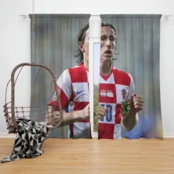 Ultimate Croation Soccer Player Luka Modric Window Curtain