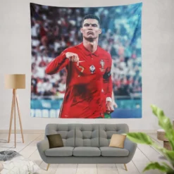 Ultimate Forward Football Player Cristiano Ronaldo Tapestry