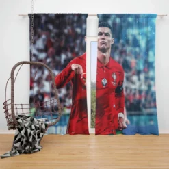 Ultimate Forward Football Player Cristiano Ronaldo Window Curtain