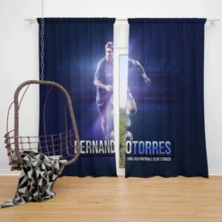 Ultimate Spanish Soccer Player Fernando Torres Window Curtain