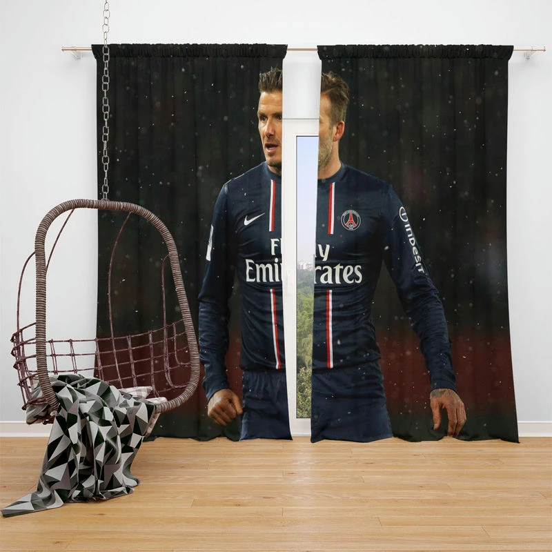 Unique Midfield Football Player David Beckham Window Curtain