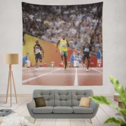 Usain Bolt Jamaican Greatest Sprinter Tapestry