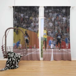 Usain Bolt Jamaican Greatest Sprinter Window Curtain