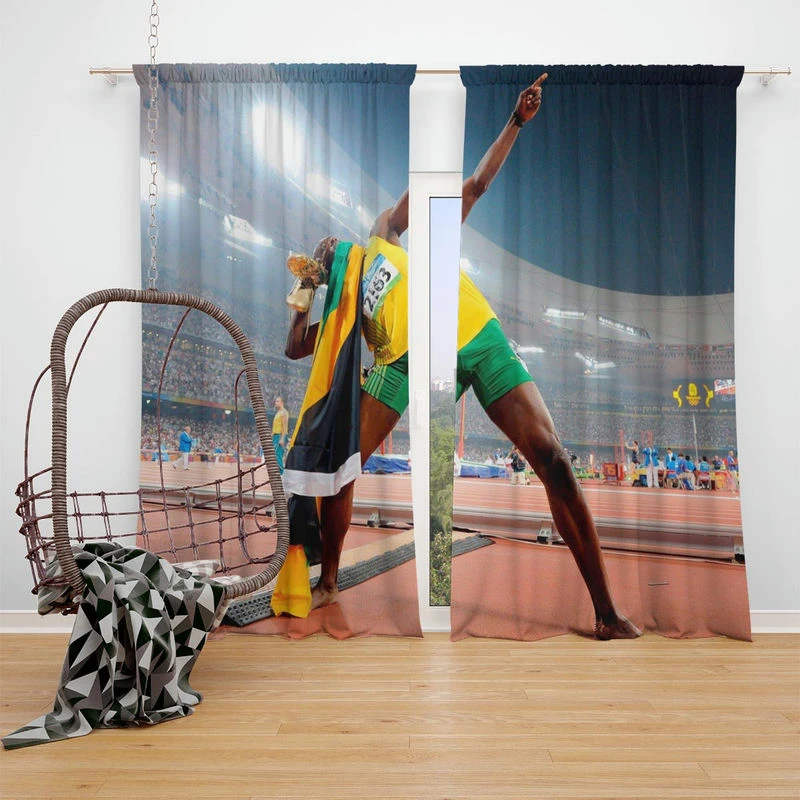 Usain Bolt Lj Handfield Window Curtain