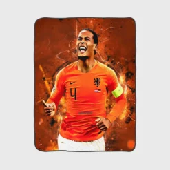 Virgil van Dijk  Holland Football Captain Fleece Blanket 1