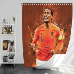 Virgil van Dijk  Holland Football Captain Shower Curtain