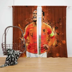 Virgil van Dijk  Holland Football Captain Window Curtain