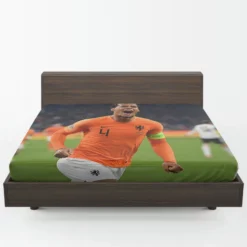 Virgil van Dijk  Netherlands Soccer Captain Fitted Sheet 1