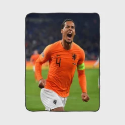 Virgil van Dijk  Netherlands Soccer Captain Fleece Blanket 1