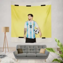 World Cup Winning Captain Lionel Messi Tapestry