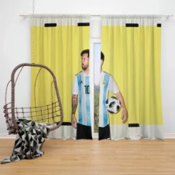 World Cup Winning Captain Lionel Messi Window Curtain