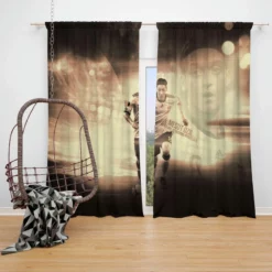 World Cup Winning Soccer Player Mesut Ozil Window Curtain