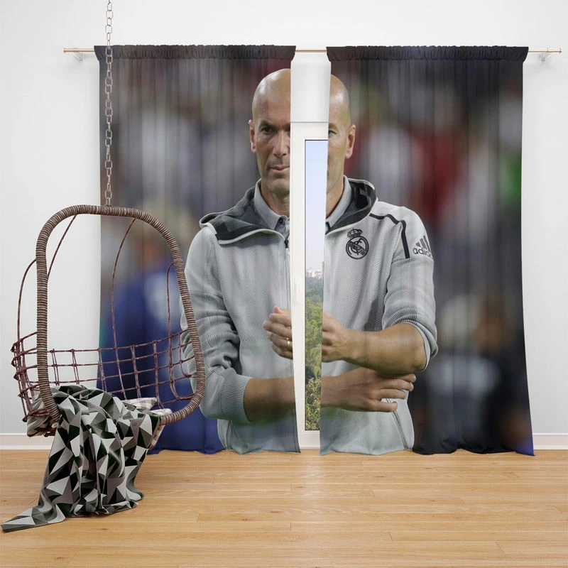 Zinedine Zidane Competitive Football Window Curtain