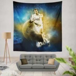 Zinedine Zidane Focused Madrid Footballer Tapestry