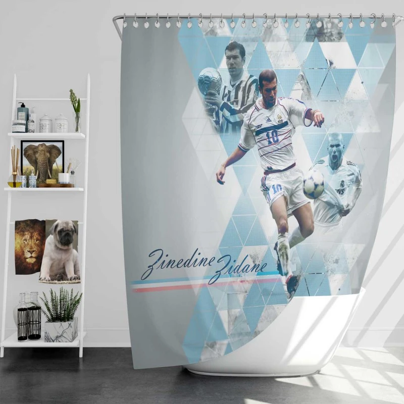 Zinedine Zidane French Footballer Shower Curtain