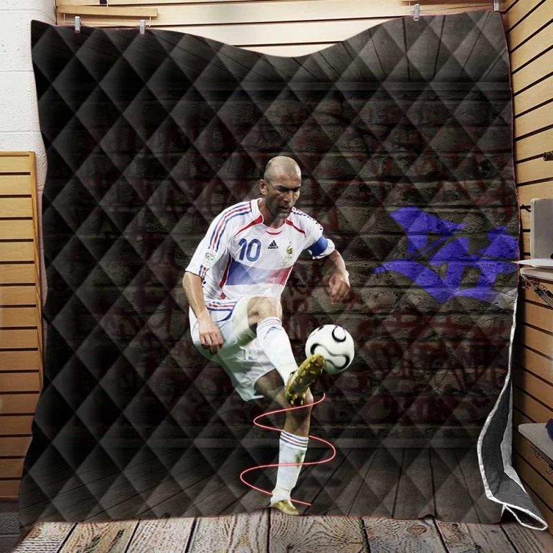 Zinedine Zidane Inspirational French Football Quilt Blanket