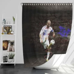 Zinedine Zidane Inspirational French Football Shower Curtain