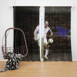 Zinedine Zidane Inspirational French Football Window Curtain