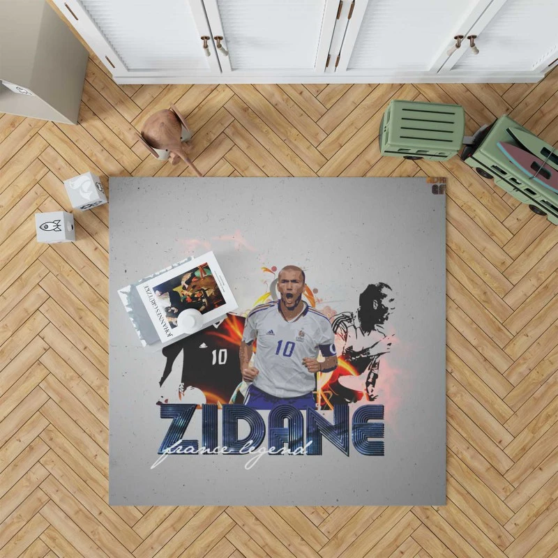 Zinedine Zidane Inspiring Football Rug